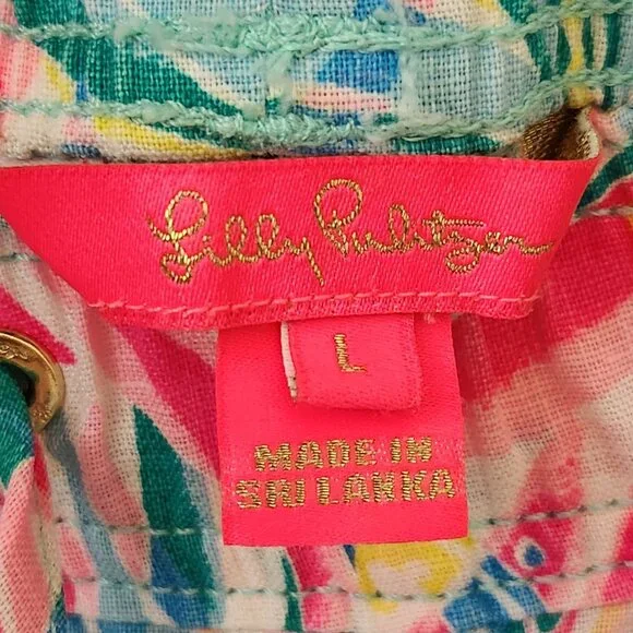 Lilly Pulitzer Taron Linen Tropical Print Lounge Pants Summer Vacation Casual - Picture 6 of 9